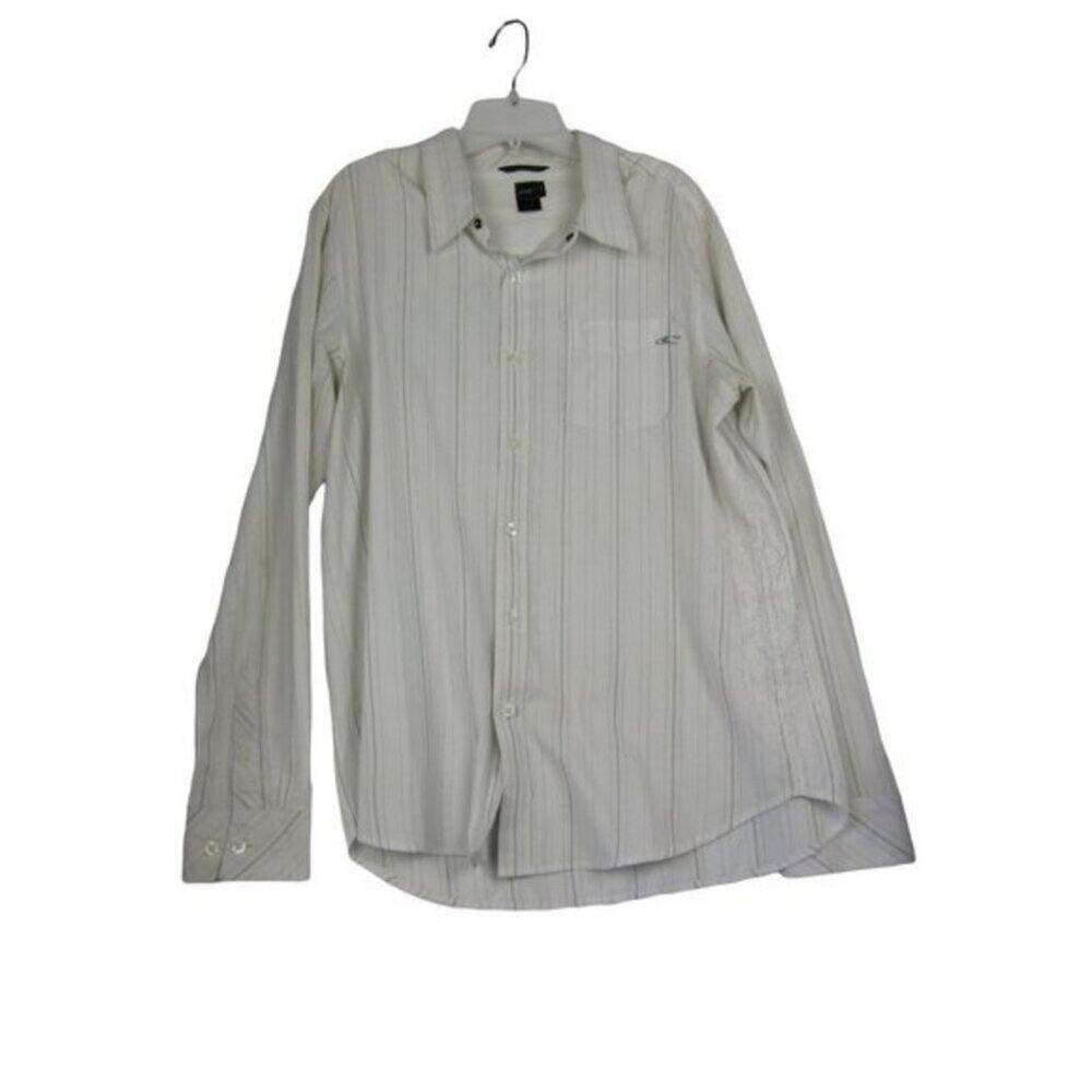 O'Neill Men's Long Sleeve Collared Embroidered Striped Button Down Shirt Size L